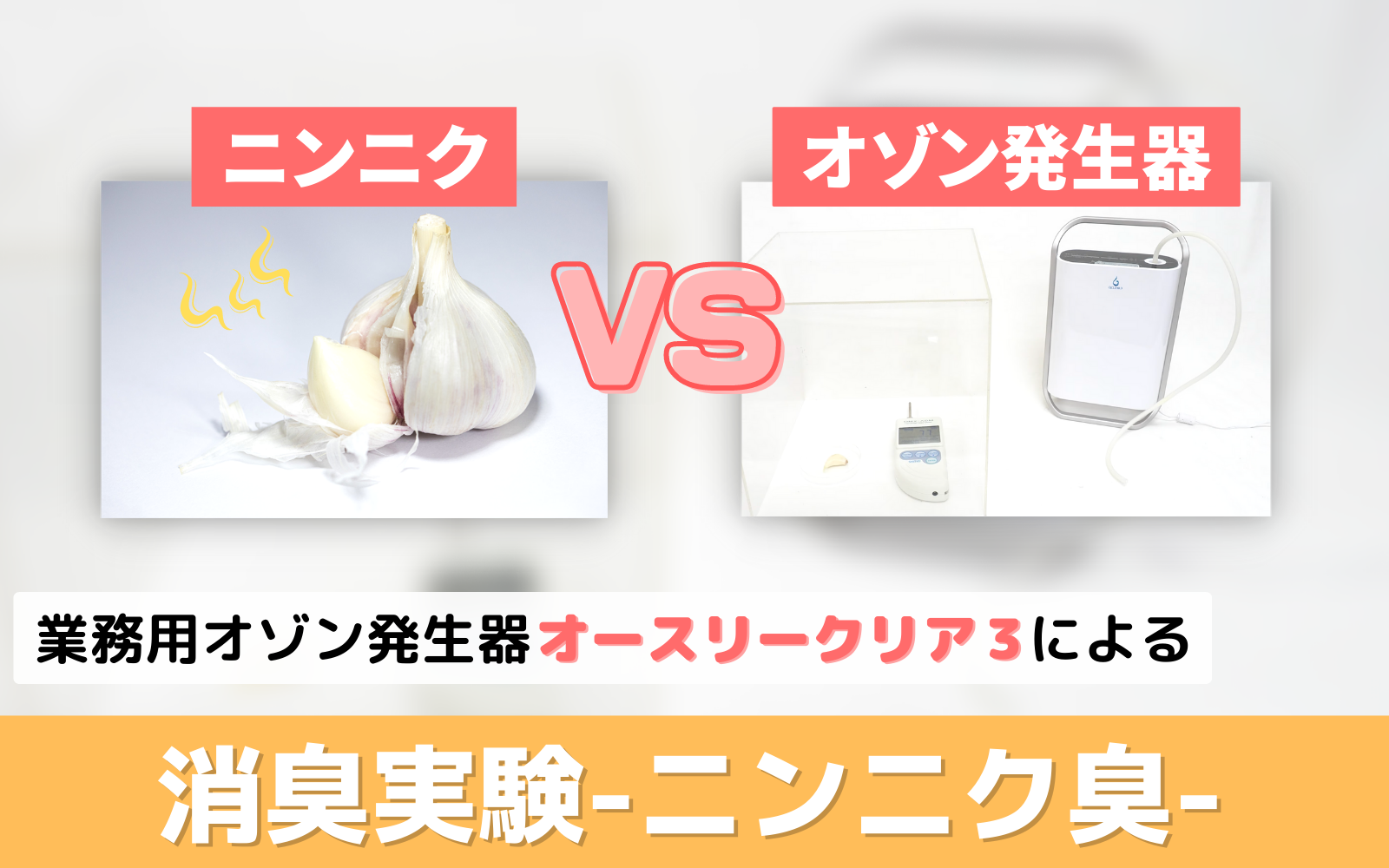 オースリークリア3 消臭実験 -ニンニク臭